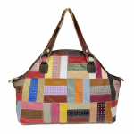 Ehtsast nahast esimene kiht lehmanahk isikup&auml;rastatud disain kontrastset v&auml;rvi &uuml;hendamine kantav crossbody suure mahutavusega kandekott naiste kott mitmev&auml;rviline