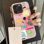 Telefoni&uuml;mbris iPhone 11 13 XR XS Max &uuml;mbrisele iPhone 12 14 15 16 Pro Max 12 Pro 15 Plus Nahast v&auml;rvitud veekindel kukkumis- ja kulumiskindel multikas iPhone 16 Pro Max roosa