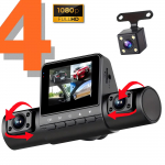 Car Dash Cam 4 kanaliga musta kasti s&otilde;idukaamera FHD 1080P eesmine vasak parem tagumine &ouml;&ouml;n&auml;gemissilmus salvestussalvesti Video s&otilde;iduki DVR 4Ch DVR 0G