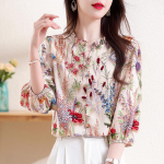 Prantsuse mood Temperament Vabaaja S&auml;rk Suvine Uus Lootoselehe krae Laternpikkusega varrukad &Otilde;huke ja Armas S&auml;rk L