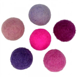 Pompons en laine feutr&eacute;e - Rose/Violet - 2,5 cm - 12 pcs