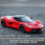 1:24 Skaala Pagani Sulamist Auto Metallist Valatud Mudel Supersportauto Mudel Moetarvikud Auto Kaunistused Heli ja Valgusega Tagasit&otilde;mbamine Poiste Kingitus punane