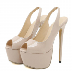 Liyke Uued Seksikad Avatud Varba 16.5CM K&otilde;rged Kontsad Naiste Slingback Sandaalid Moodsad Slip-On Tagumise Rihmaga Stiletto Kingad Platvormkingad 35 aprikoosi