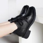 Vintage stiilis PU-nahast naiste saapad Madalad saapad Pehme veisenahast naiste kingad Eest lukuga pahkluusaapad zapatos mujer 35 must