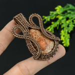 Limestone In Garnet Handmade Copper Wire Wrap Jewelry Pendant 2.25 u5o85