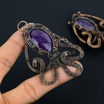Octopus Sage Amethyst Handmade Copper Wire Wrap Pendant 3.46 w7p85