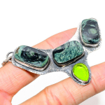 Kambaba Jasper, Peridot 925 Sterling Silver Jewelry Pendant 2.56 q4l45
