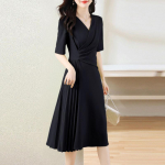Luksuslik Prantsuse Suvekleit Naistele Pluss Suurus Slim Fit Elegantne Voolav Sifonist Maksikleit L must