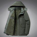 Puuvillase polsterdatud meeste talve pluss sametpolsterdatud jope T&ouml;&ouml;riistad v&auml;ljas, soe puuvillase polsterdatud suures suuruses meeste mantel L