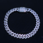 HHIOK 8mm J&auml;&auml;ga Kaetud Kuuba L&uuml;lidega Kett Bling &Uuml;ks Rida 5A Tsirkooniumoksiid Kett R&auml;ppar Hip Hop Paks Miami Luksuslik Ehtekett Meestele ja Naistele 8in(20.32cm)Bracelet gray