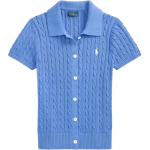 Polo Ralph Lauren Slim Fit Puuvillane L&uuml;hikeste Varrukatega Kootud Top Naiste topid Suvi-Sinine WMPOSWENDW20398-400 S blue