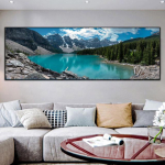 Maastik J&auml;rv Mets Kivist M&auml;gi Maaliline Loodus 5D DIY Teemantmaal Suur T&auml;ielik Puurimine Teemantmosaiik Tikand Kingitus A67 Full Round 50x150CM sinine