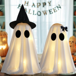 Valgustusega Halloweeni Kummituse Kaunistused, 2 tk komplekt DIY &Otilde;udsad Kummitused K&auml;sit&ouml;&ouml;, Hirmutav Kummitus Halloweeni Kaunistuseks Siseruumidesse, Kodune Kaminariiul & Lauapind black