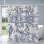 Toile De Jouy Kokkupandav Vahesein Vannitoa Kardin Magamistoa Asjad Vannitoa Komplektid T&auml;ielik Komplekt Du&scaron;&scaron; Du&scaron;ikardin Kardinad W300XH180cm