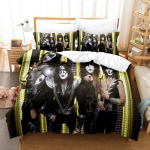 Kiss Rockb&auml;ndi Muusika 3D Tekikott Voodipesukomplekt Pol&uuml;ester Padjap&uuml;&uuml;rid Tekikott Moodne Kodu Dekoor Kingitus &Uuml;heinimesevoodi Kuningas Kuninganna 180x210cm 3pcs