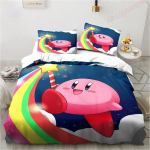 Multikas Kirby Prindiga Tekikate Voodipesu, 2-osaline Komplekt Tekikate Sobiva Padjapuuriga T&otilde;mblukuga Sulgemisega Pehme Mikrokiud &Uuml;he Inimese 135*200cm blue