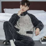 Meeste s&uuml;gistalvised paksud soojad pidžaamakomplektid Flanell 2-osalised komplektid magamisriided Meeste kodu&uuml;likond Pehme &ouml;&ouml;riietus Pidžaama Loungewer M