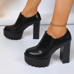 Super k&otilde;rged kontsad Naiste pahkluusaapad Nahast platvorm Elegantne talvejalats 2025 Trend Disainer Paksude kontsadega pumbad Gladiaator Botas Mujer 36 must