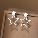 Roostevabast terasest k&otilde;rvar&otilde;ngad Uus klassikaline Kpop Sweet Double Stars Temperament T&uuml;drukute igap&auml;evane Kandmine Ripatsid K&otilde;rvar&otilde;ngad Naistele Ehted