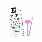 Eye Chart Wall Display 22.05 x10.24 with Occluder And Pointer for Student Assessments in Pink Eye Occluder