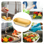 over The Sink Colander Bowl Set Extendable Strainer Basket Drain Detachable for Mixing Yellow