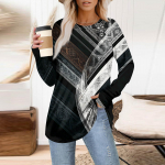 Naiste &uuml;lisuur kampsun Graafiline kampsun, pikkade varrukatega &otilde;lavarrukatega s&auml;rgi topid Vintage riided XL tumesinine