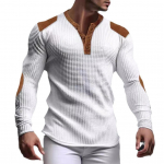 3D-hingav meeste vabaaja dressipluus, s&uuml;gisene V-kaelusega top koos n&ouml;&ouml;biga Moodne meeste T-s&auml;rk 3XL valge