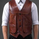 Ehtne nahast vest meestele Pealmine kiht veisenahk Mitu taskut Kitsas l&otilde;ige Suurused Nahast vest Retro nahast camisole &Otilde;laklamber XXXXXL