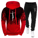 S&uuml;gistalvine mood R&otilde;ivad Spordidress Meeste 2-osaline komplekt kapuutsid + p&uuml;ksid komplektid Meeste dressipluus Sport Joggers dressip&uuml;kste &uuml;likond 3XL black