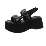 Mood 2024 Uus Mood Rooma Sandaalid Naiste Suvine &Otilde;&otilde;nes Jahe Saapad Funktsionaalne Tuule Metallpandlaga Suurendav Platvorm Platvormkingad 35 must