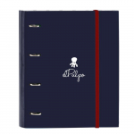 Classeur 4 anneaux - safta - 35 mm - 100 feuilles A4 - 27x3,5x32 cm - Bleu marine - Quadrillage 5x5 mm sinine