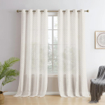 Kardinad 5 jalga pikad Komplekt 2 tk | Teemantmustriga | T&uuml;llkardinad | L&auml;bipaistev kardin elutuppa | (118 X 152 Cm, Kreemikas valge) Window 5 Feet valge