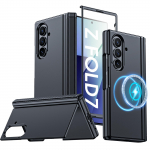 Samsung Galaxy Z Fold 7 jaoks magnetilise toitega [Peidetud tugijalg][Ekraanikaitse][Hingekaitse]&Otilde;huke p&otilde;rutuskindel kaitsev telefoni&uuml;mbris - Hele sinine must