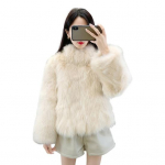 Auutmn Winter Lady Cardigan Mantel Karvane Palus Stand krae Soojust hoidev Pikad Varrukad Paksendatud L&uuml;hike T&uuml;&uuml;p &Uuml;hev&auml;rviline Kunstkarusnahast jope XXL