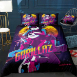 Muusikab&auml;nd Gorillaz Voodipesukomplekt Anime Tekikatted Kahekohaline Voodi &Uuml;hekohaline Voodipesu Tekikate Multikas Laste Voodikomplekt Kodu jaoks EU Single(135*200cm)3pcs