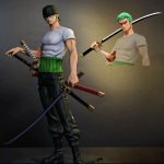 25cm/9.84in Anime One Piece Kuju Roronoa Zoro Kuju PVC Kuju Kogutav Mudel M&auml;nguasjad Kingitused