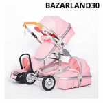 BAZARLAND30 Poussette 3 en 1 B&eacute;b&eacute; Combin&eacute;e Si&egrave;ge-Auto Nacelle R&eacute;versible R&eacute;glable Haute Qualit&eacute; Roues increvables Canne rose. roosa