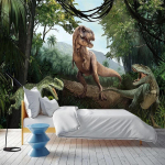 Seinapaber 3D Stereo Dinosaurusmetsa Seinamaal Laste Magamistuba Loominguline Kodu Parandamine Fotoseinamaal 200 cm(W) x 140 cm(H)