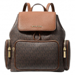 Michael Kors Merritt Classic Monogram Print Faux Leather Backpack Small Women Backpack Brown 35S6G0WB5B-BROWN Shopping Bag Set(Basic Set+Shopping Bag)