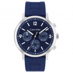 Calvin Klein kvartsikell silikoonrihmaga 44mm sinise sihverplaadiga Meeste kellad 25200460 Blue Dial