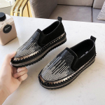 Naiste Glitter Crystal Loafers Fashion Platform vabaajajalatsid Slip On Shoes 35 must