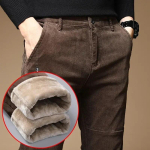 Meeste talvefliisist soojad velvetist p&uuml;ksid Meeste &auml;rimood Slim Fit Stretch paksud hallid rohelised kohevad vabaaja p&uuml;ksid meestele 28-Fleece Lined pruun