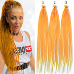 26 S&uuml;nteetilised Punased Heegeldatud Dreadlock Pikendused 100% K&auml;sitsi Valmistatud &Uuml;heotsalised Dreads Reggae Stiilis T&uuml;drukutele(10 s&auml;rki/tk, 3 tk) 26inches oranž