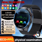 2026 Uus EKG verer&otilde;hu vere hapnikusisaldus vere lipiidide kusihappe pulsi temperatuuri monitor AMOLED Bluetooth k&otilde;ne nutikell black-mesh