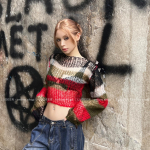 Naiste Y2K Vintage &uuml;lisuur kampsun Harajuku Grunge, &otilde;&otilde;nsad silmkoelised pulloverid Moodne seljata k&auml;rbitud topsid, 2000. aastate džemprid S