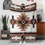 1 tk Tekk Navajo stiilis mustriga Flaneellitekk Kvaliteetne Pehme Soe Visketekk Talveks Laste Diivan Voodi Kohev Voodikate Kingituseks 100 x 150cm brown