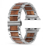 Naturaalsest puidust ja roostevabast terasest rihm Apple Watch IWatch k&otilde;ikide seeriate Ultra 3 38/40/41/42/44/45/46/49mm jaoks 38mm/40mm/41mm/42mm(series10 11)