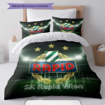 Rapid Vienna logo Voodipesu Tekikomplekt Tekikate Padjap&uuml;&uuml;r Kodukaunistus S&uuml;nnip&auml;evakingitus (1 * tekikott + 2 * padjap&uuml;&uuml;ri, ilma s&uuml;damikuta) 140x200cm gray