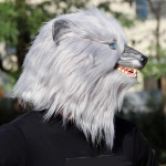 Valge Hundi Pea Mask Lateksist Loomakost&uuml;&uuml;mi Mask Halloweeni Cosplay'ks Ja Teemapeoks hall v&auml;rv