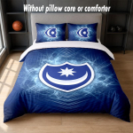 Portsmouth FC Disainiga Voodipesukomplekt 1 Tekikott + 2 Padjap&uuml;&uuml;ri Pehme Hingav Kodune Voodipesu 135cm*200cm blue